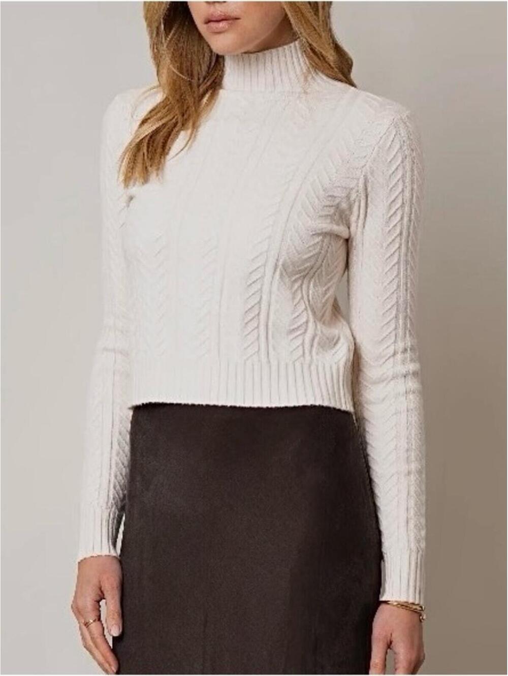 Cyrus / Cable Knit Mockneck Sweater / Ivory